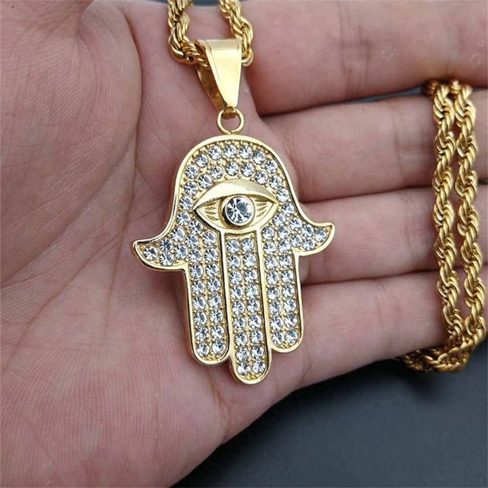 Tulsi Holy Basil - Türk gözü Hamsa Fatima'nın eli kolye