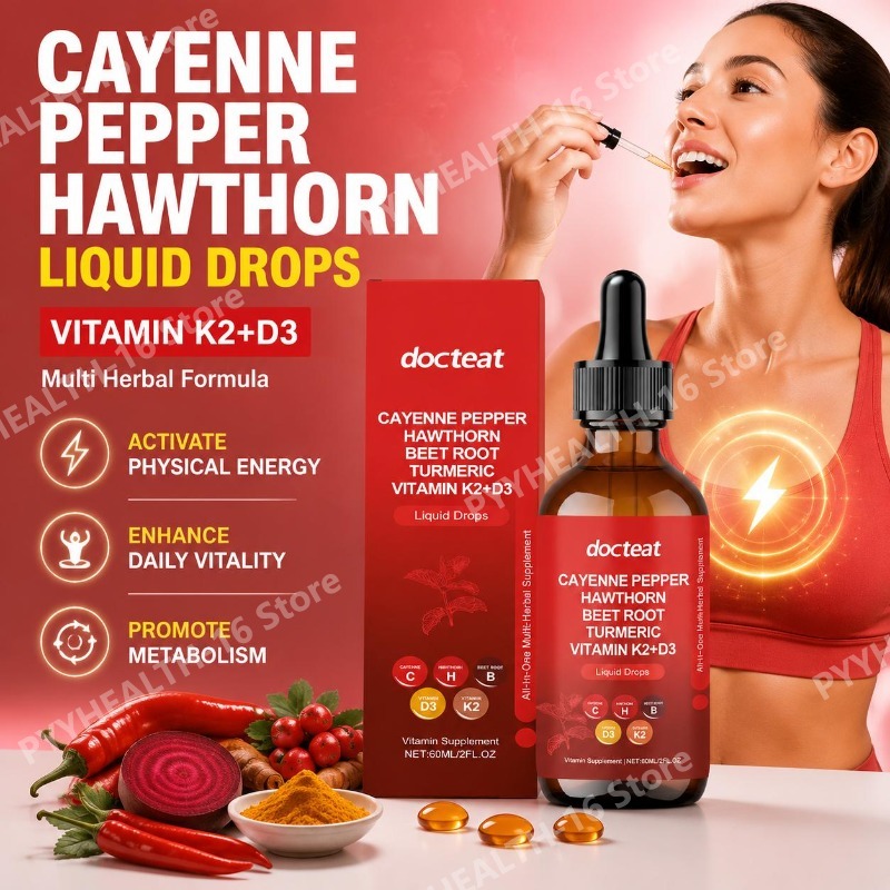 Herbal Wellness Liquid - Docteat Vitamin K2+D3 Sıvı Damlaları, Cayenne